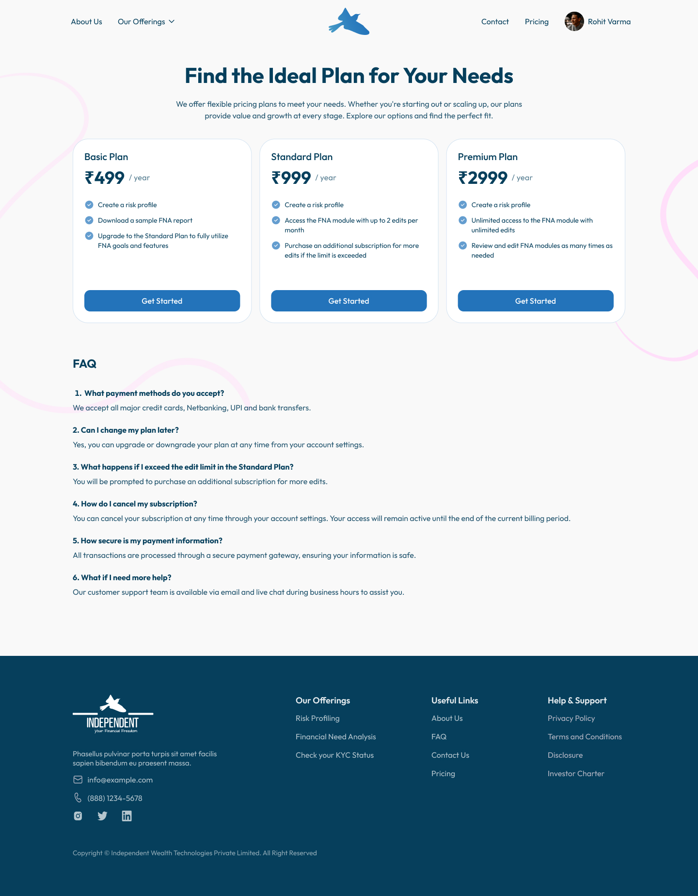 Independent — three-tier subscription pricing