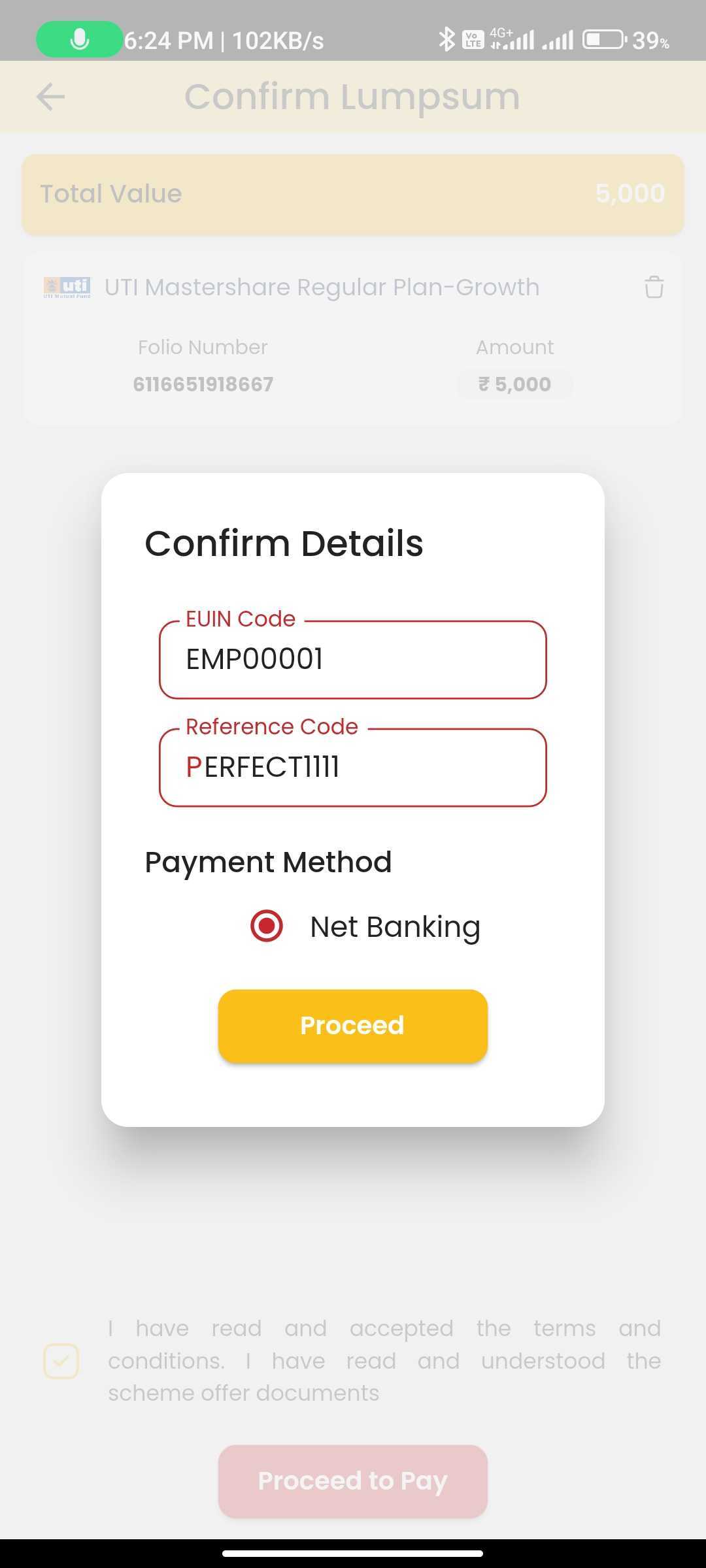 PHFL Invest — confirm lumpsum investment with EUIN and reference code
