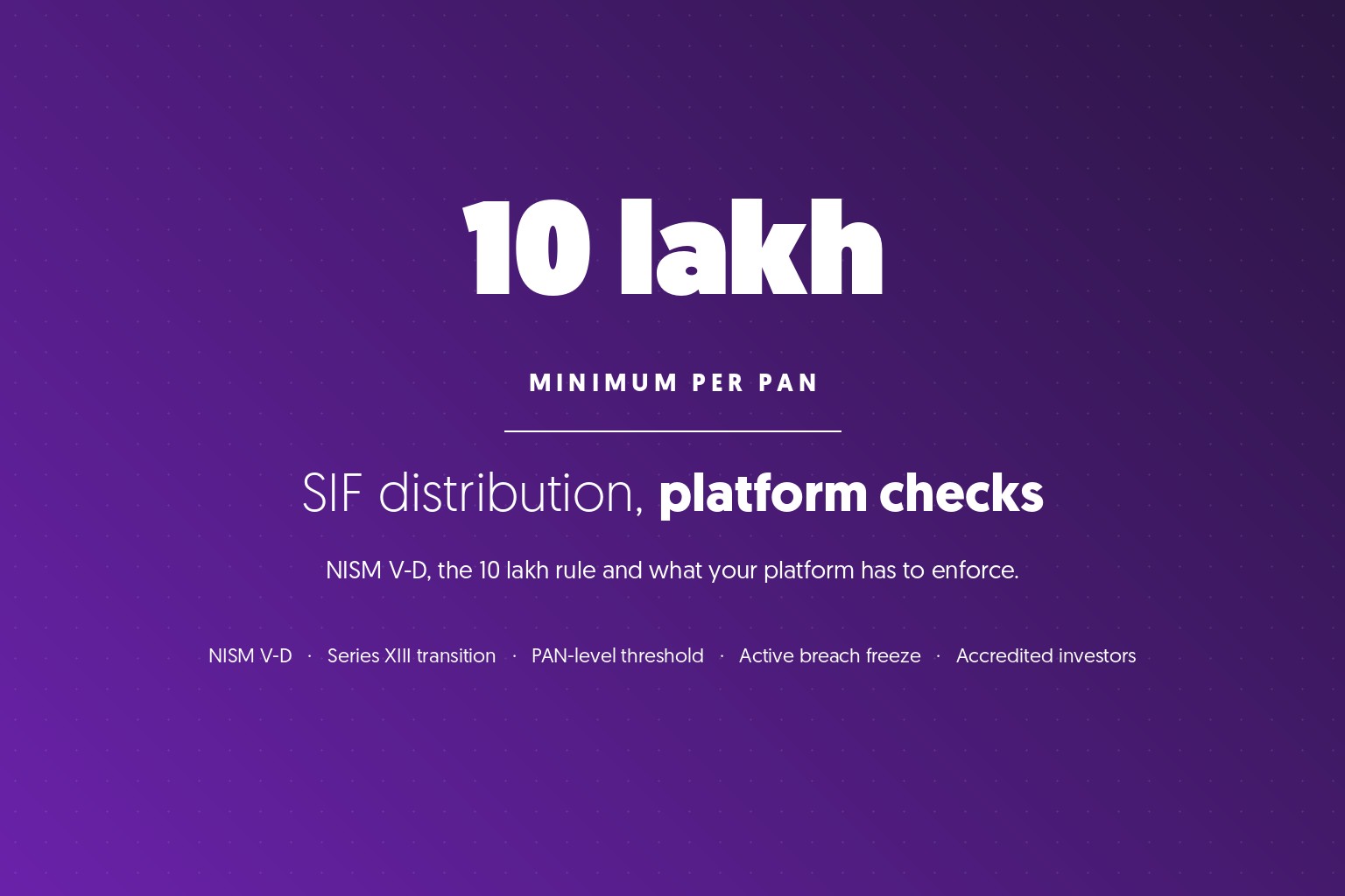SIF Distribution: Rules and Platform Checks